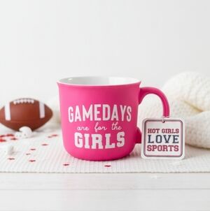 Hot Pink Game Day Girls Mug by Sunday Morning Ceramics 16oz NWT